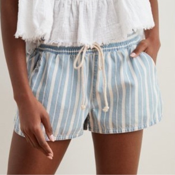 NWOT Aerie Chambray Sun-washed Striped Shorts - Picture 3 of 5